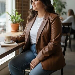 Eloquii Red Double Breasted Faux Leather Blazer NWT Size 18